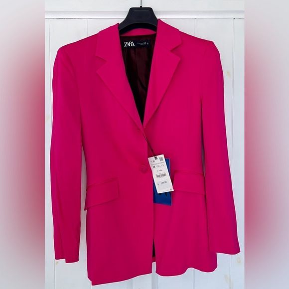 ZARA Pink Blazer with Black Trim - Picture 2 of 8